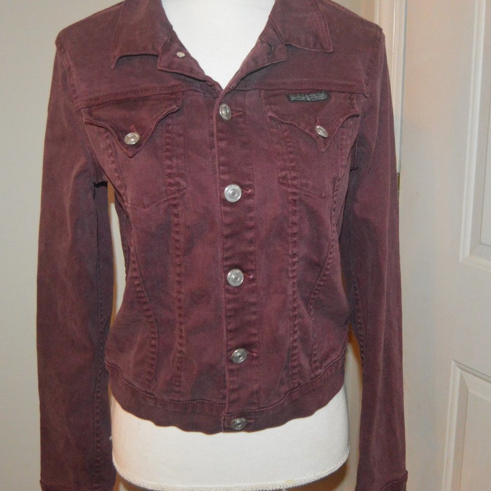 HUDSON Signature Jean Jacket Burgundy LARGE
